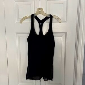 Lulu lemon Black Racerback Tank top sheer ruching  in the back.
